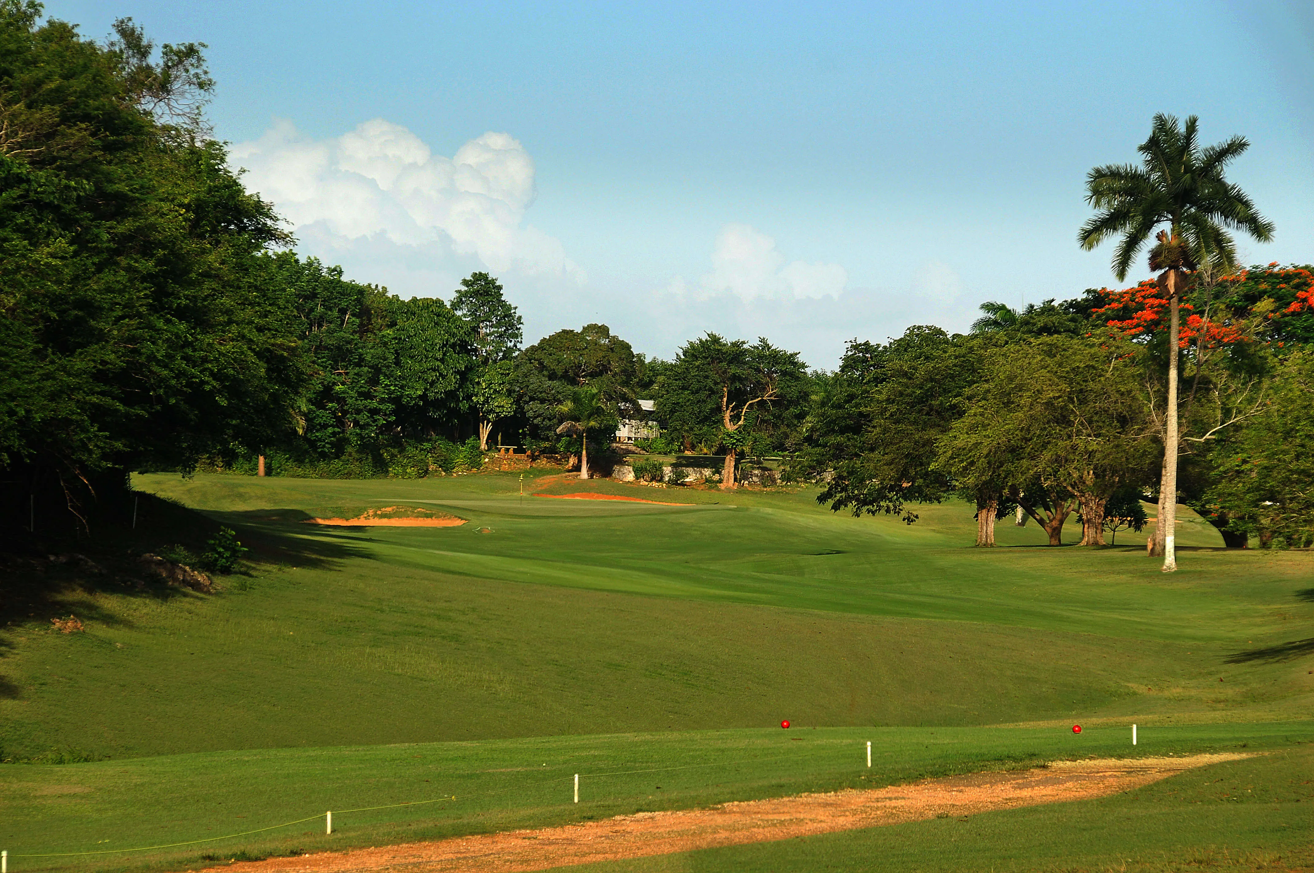 Looking up at hole 9